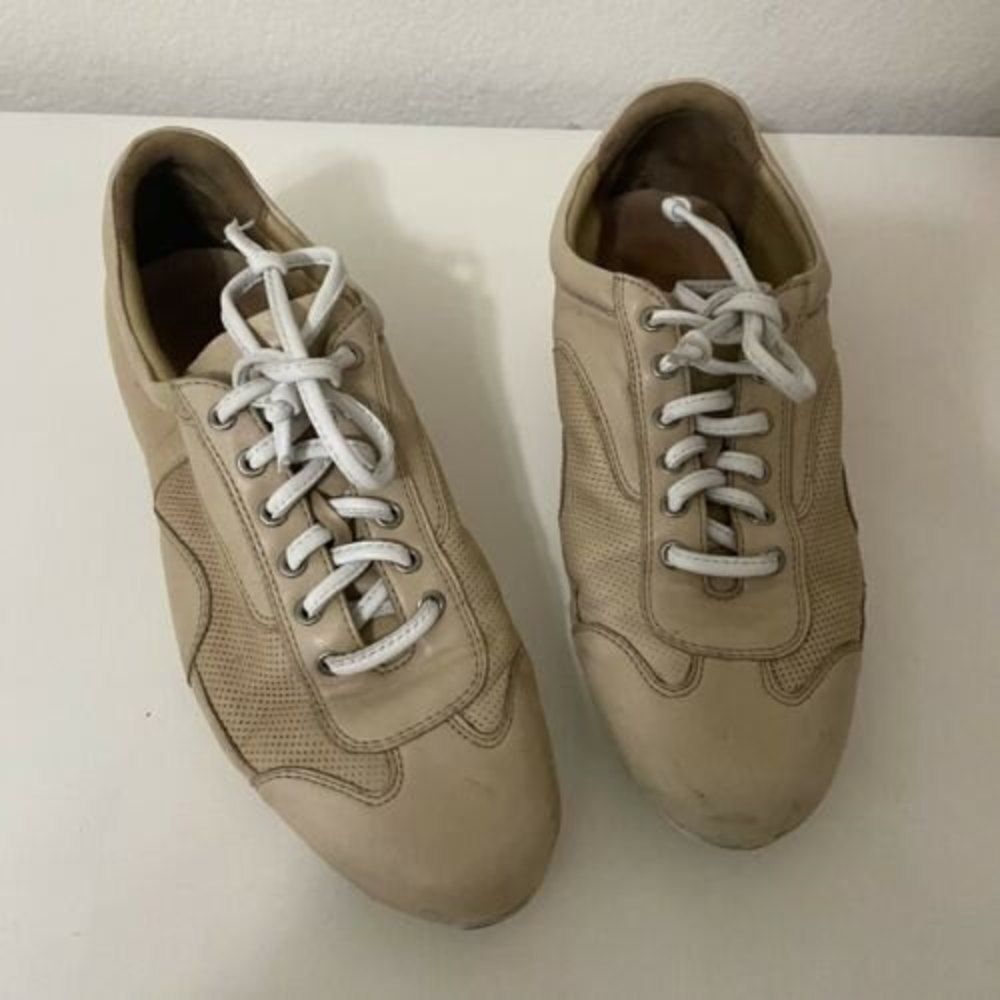 Robert Zur Tan Leather Sneakers White Leather Laces Rubber Sole Women's Size 10